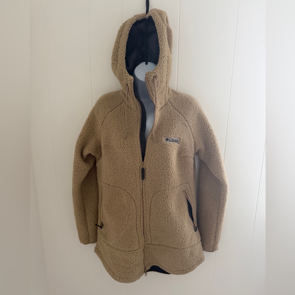 Columbia Beige Hooded Fleece Jacket